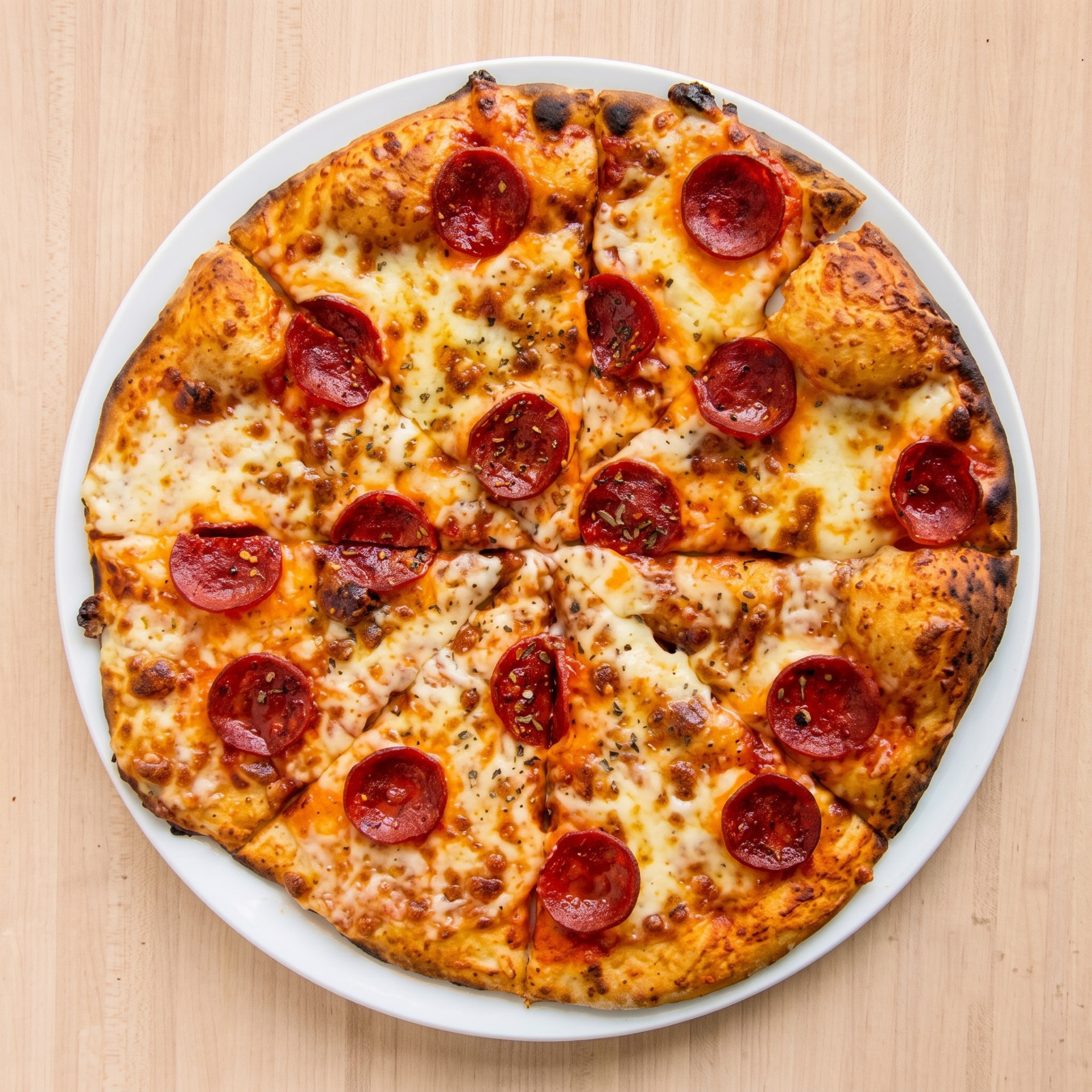 Wood-fired Salami Delux pizza at Italforno